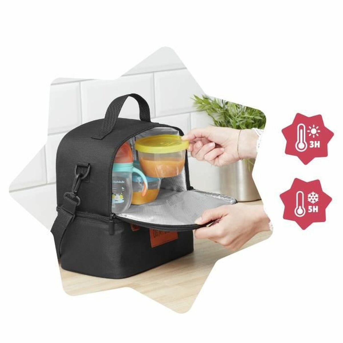 Termo rankinė Badabulle Pick & Go Juoda